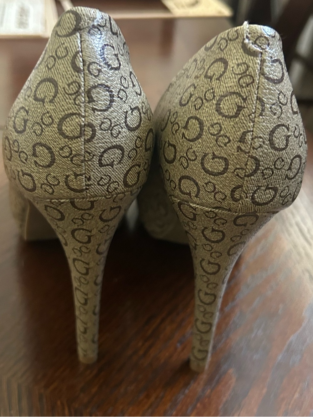 Guess Brown Laser-Cut Peep Toe Heels Size 8 - Picture 4 of 7
